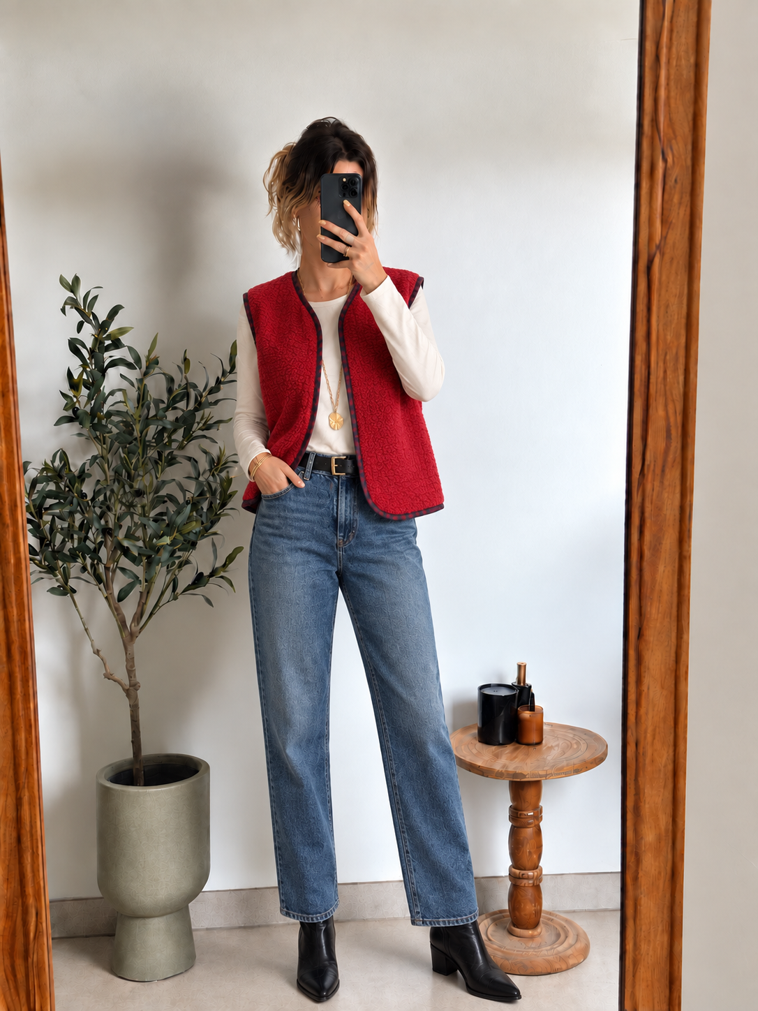 Veste sans manches réversible Maëline – Rouge