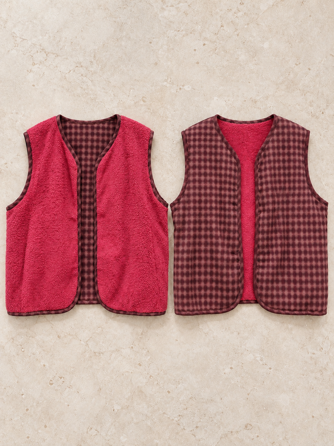 Veste sans manches réversible Maëline – Rose