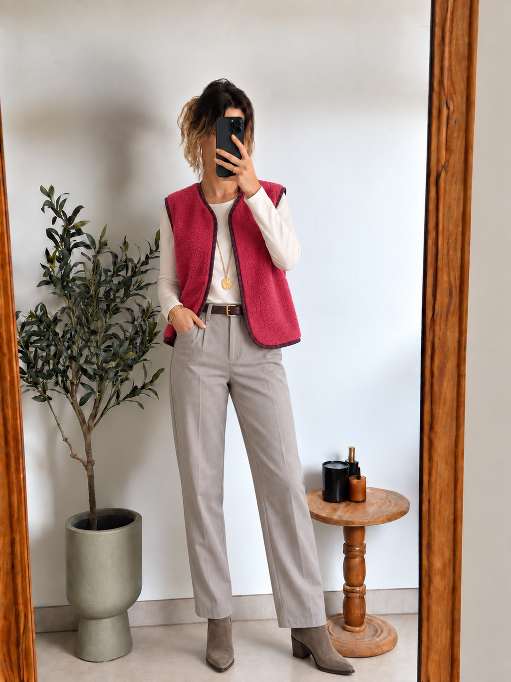 Veste sans manches réversible Maëline – Rose