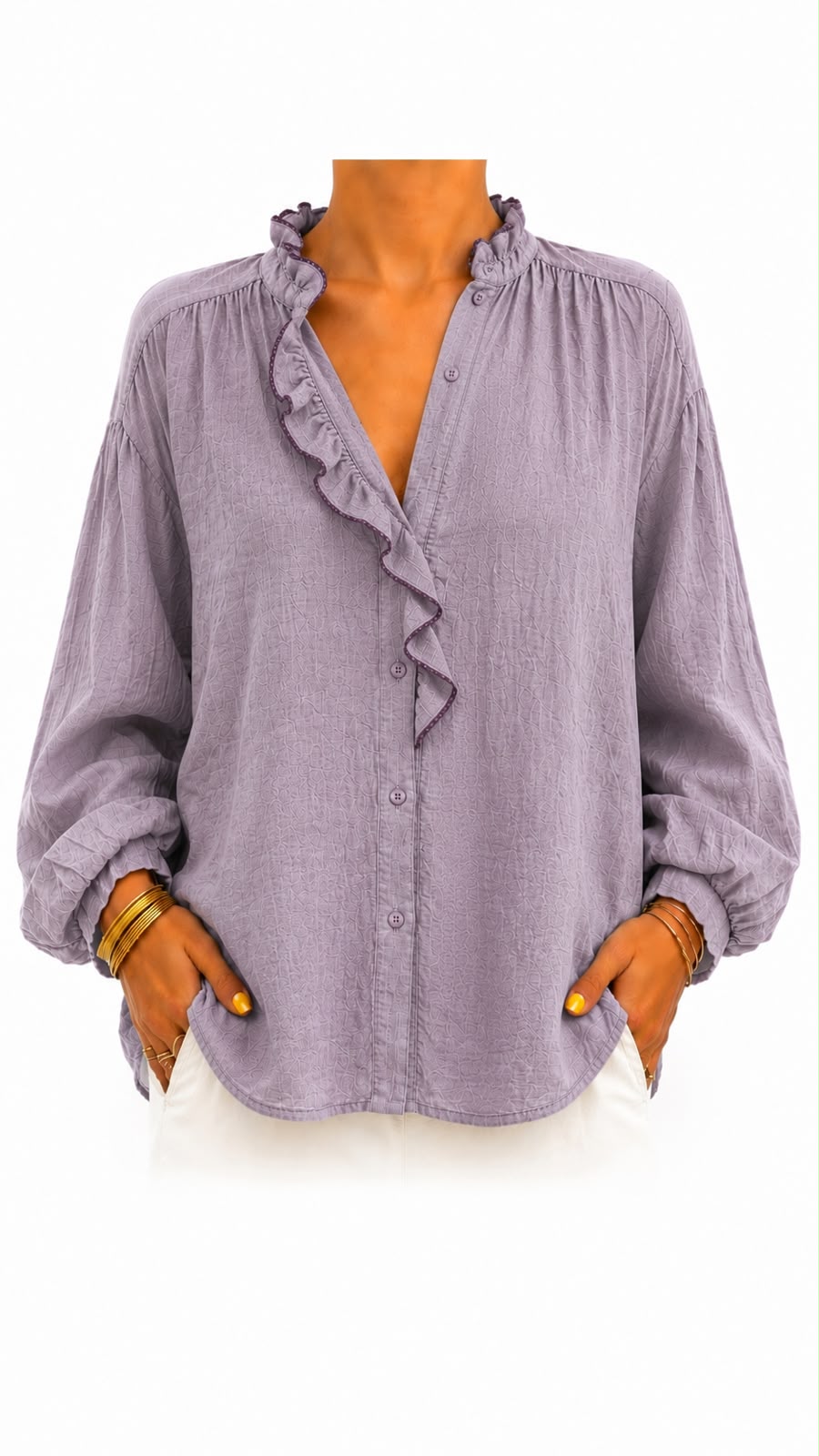 Chemise Femme Fluide Voile de Coton Violette