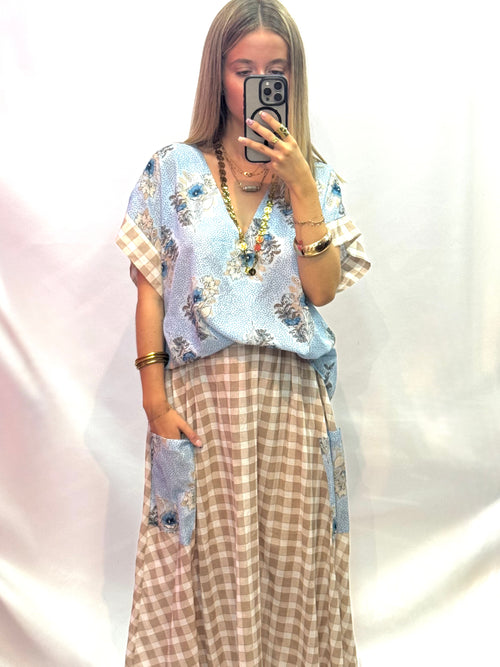 Blouse Femme Fleurie Bleu Ciel