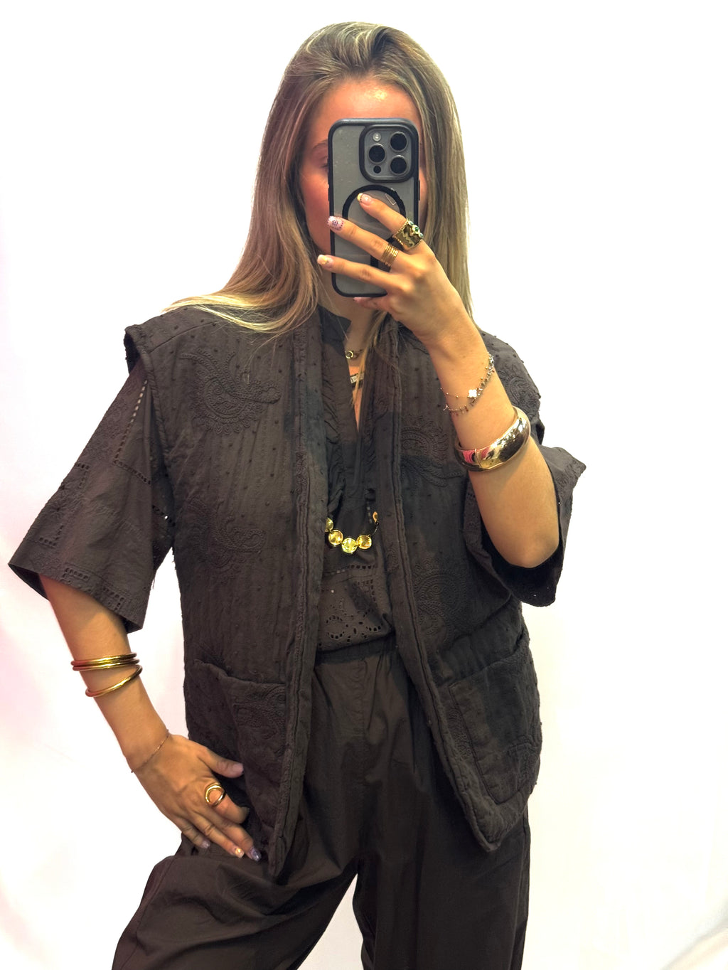 Veste Sans Manches Matelassee Femme Camel