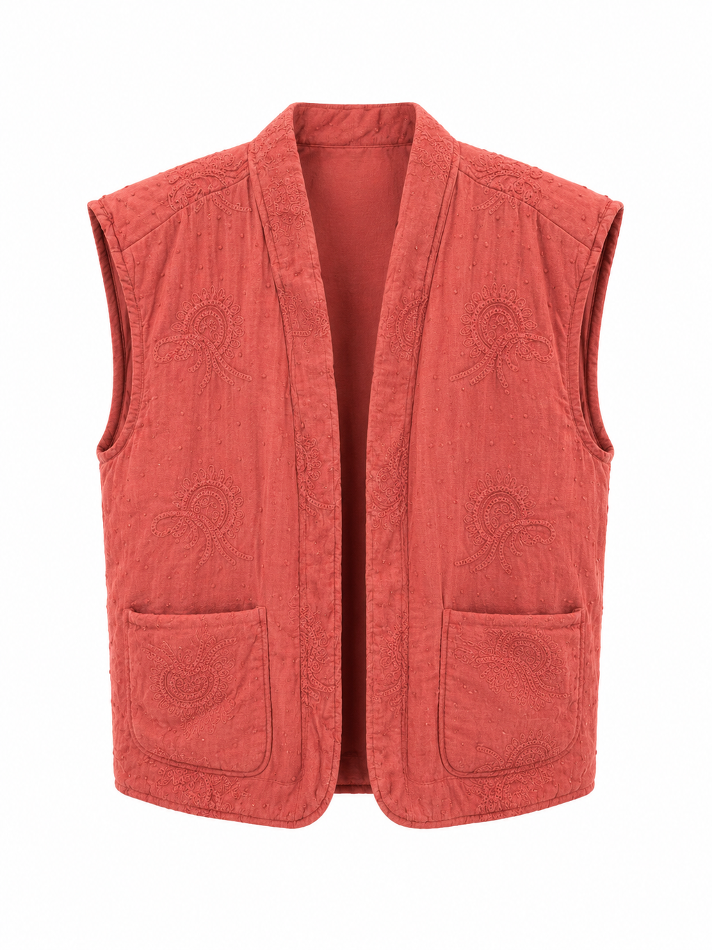 Veste Sans Manches Matelassee Brodee Femme