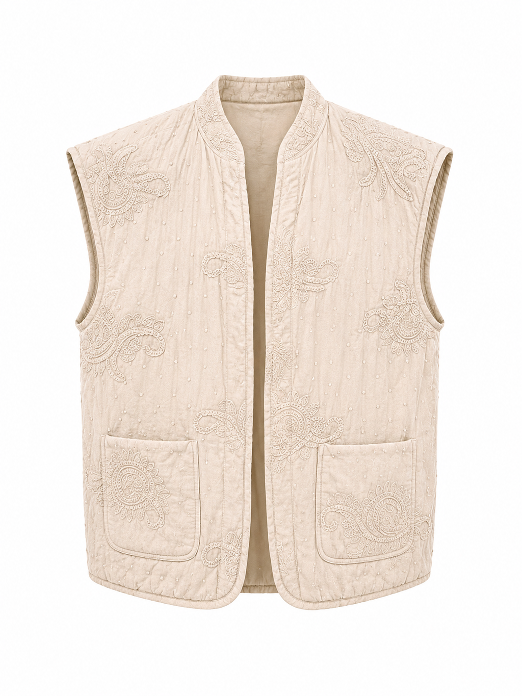 Veste Sans Manches Matelassé Femme Beige