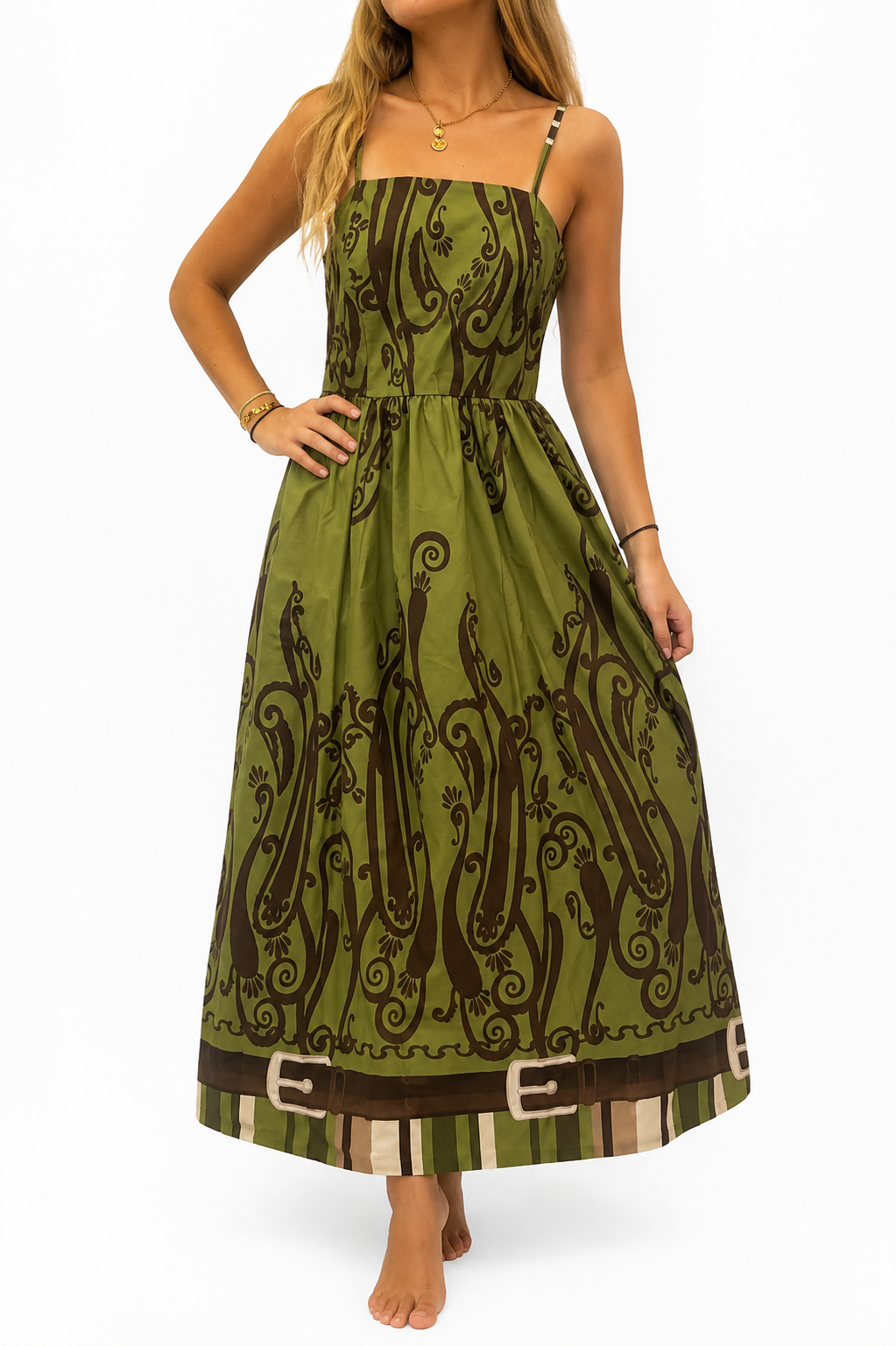 Robe Longue Femme Kaki et Chocolat