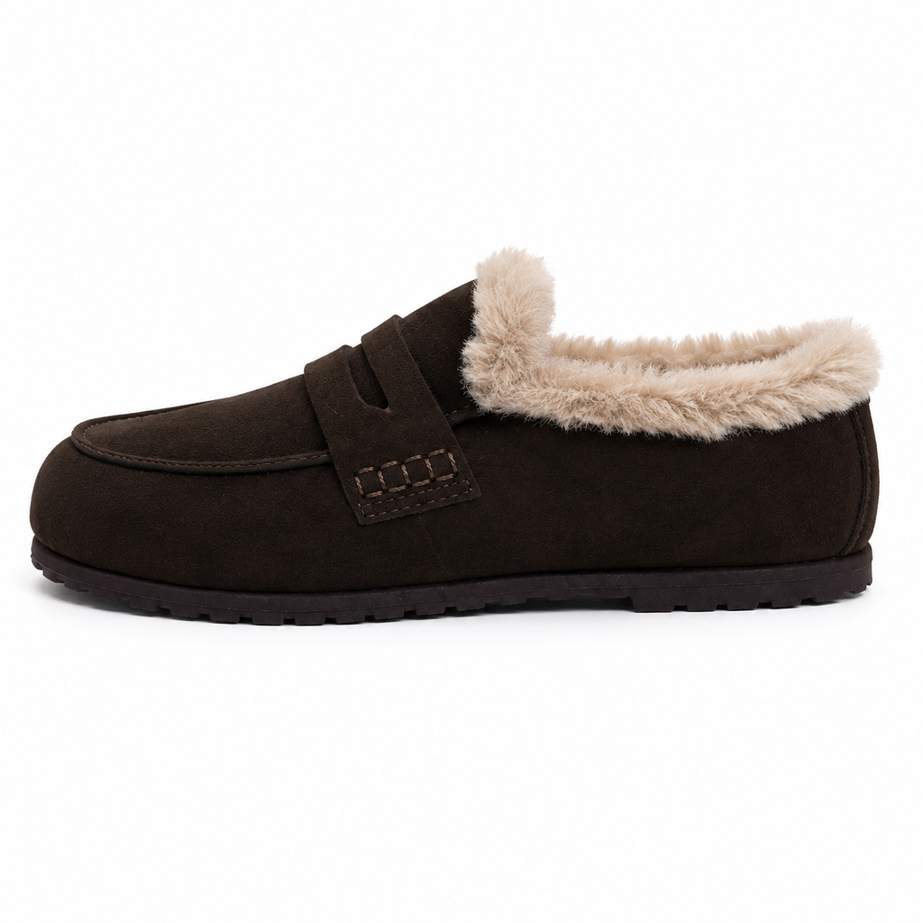 Mocassins fourrés marron femme – Doublure douce