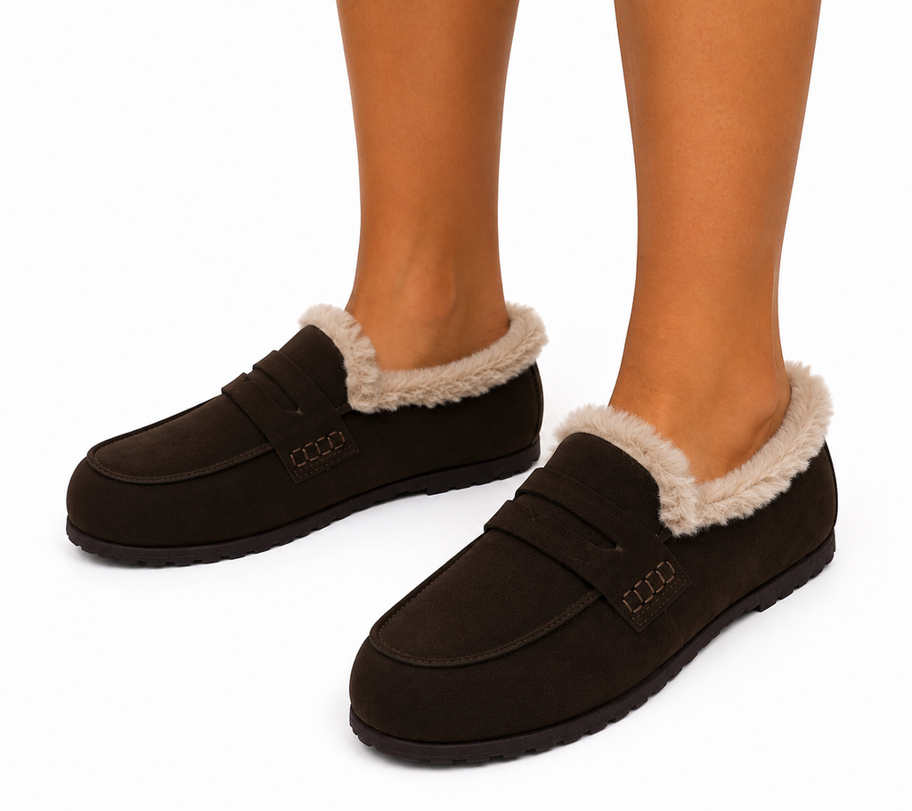 Mocassins fourrés marron femme – Doublure douce