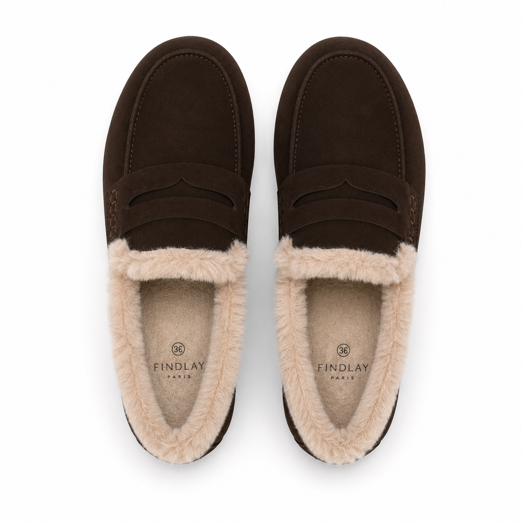 Mocassins fourrés marron femme – Doublure douce