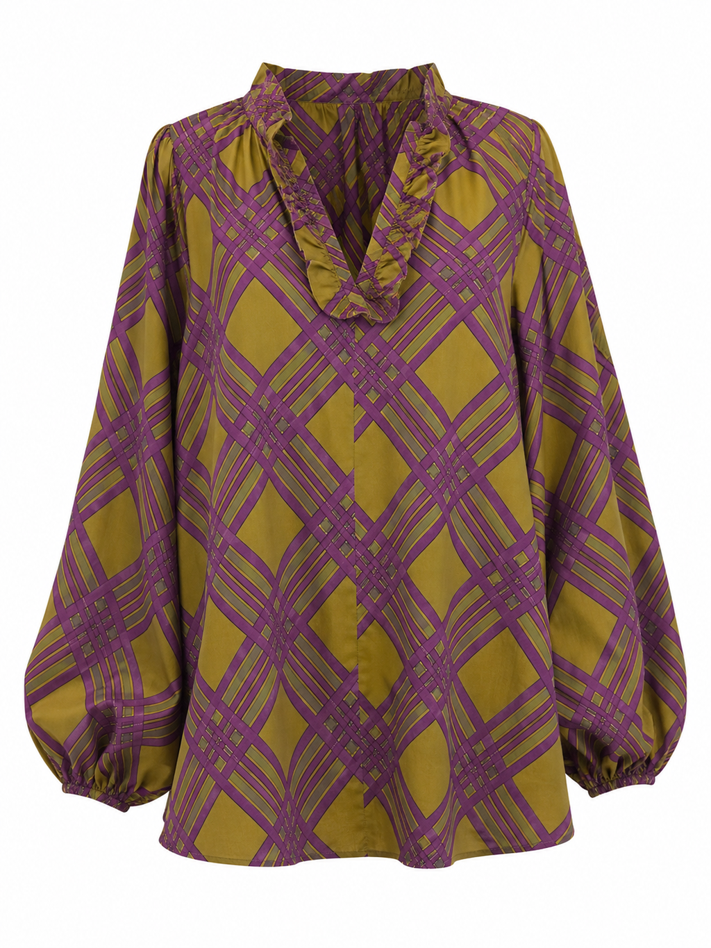 Blouse oversize kaki et violette à imprimé graphique