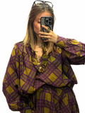 Blouse oversize kaki et violette à imprimé graphique