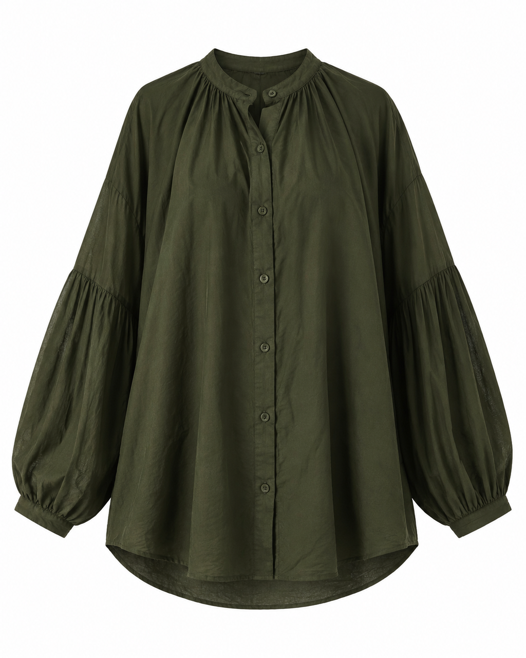 Chemise oversize kaki à manches ballon