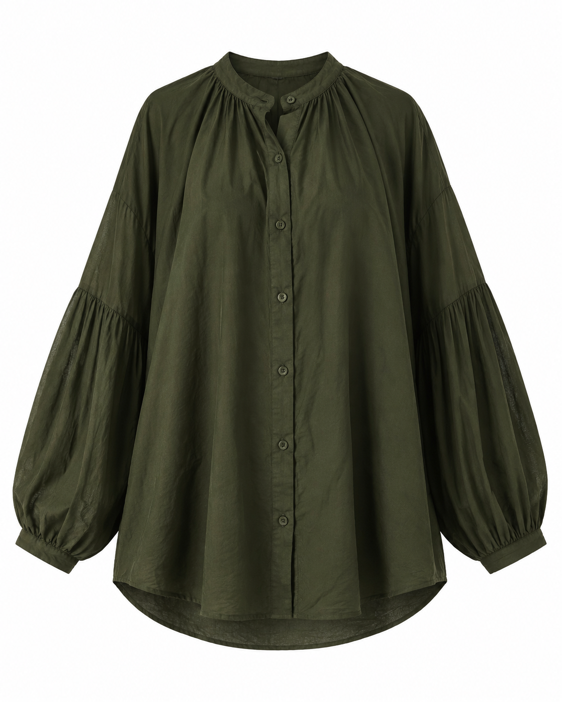 Chemise oversize kaki à manches ballon