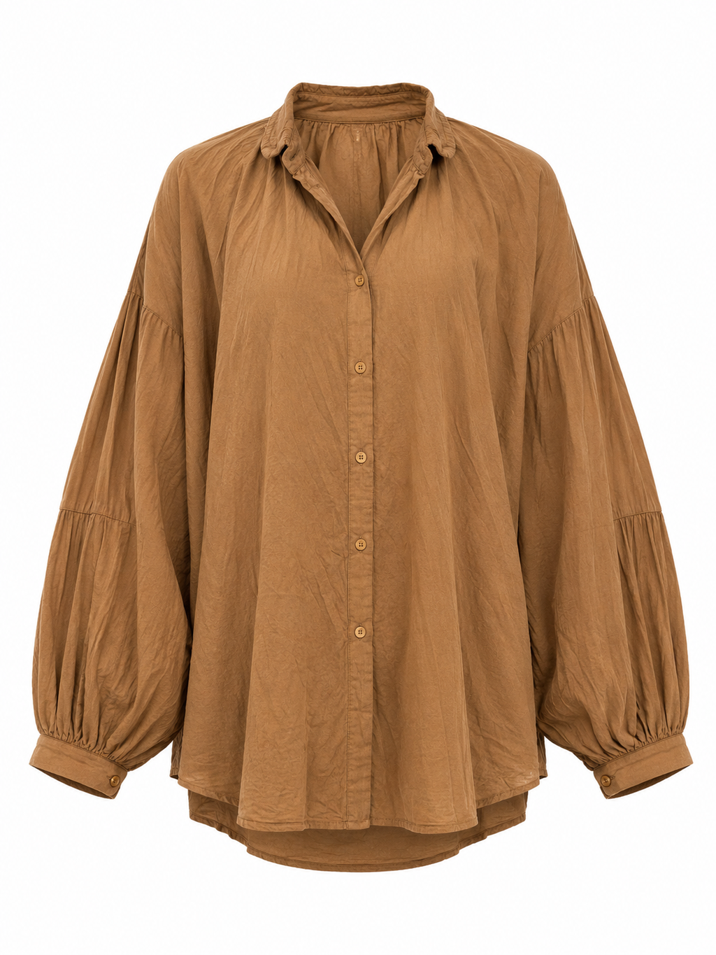 Chemise oversize camel à manches ballon