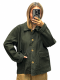 Veste saharienne oversize kaki à poches
