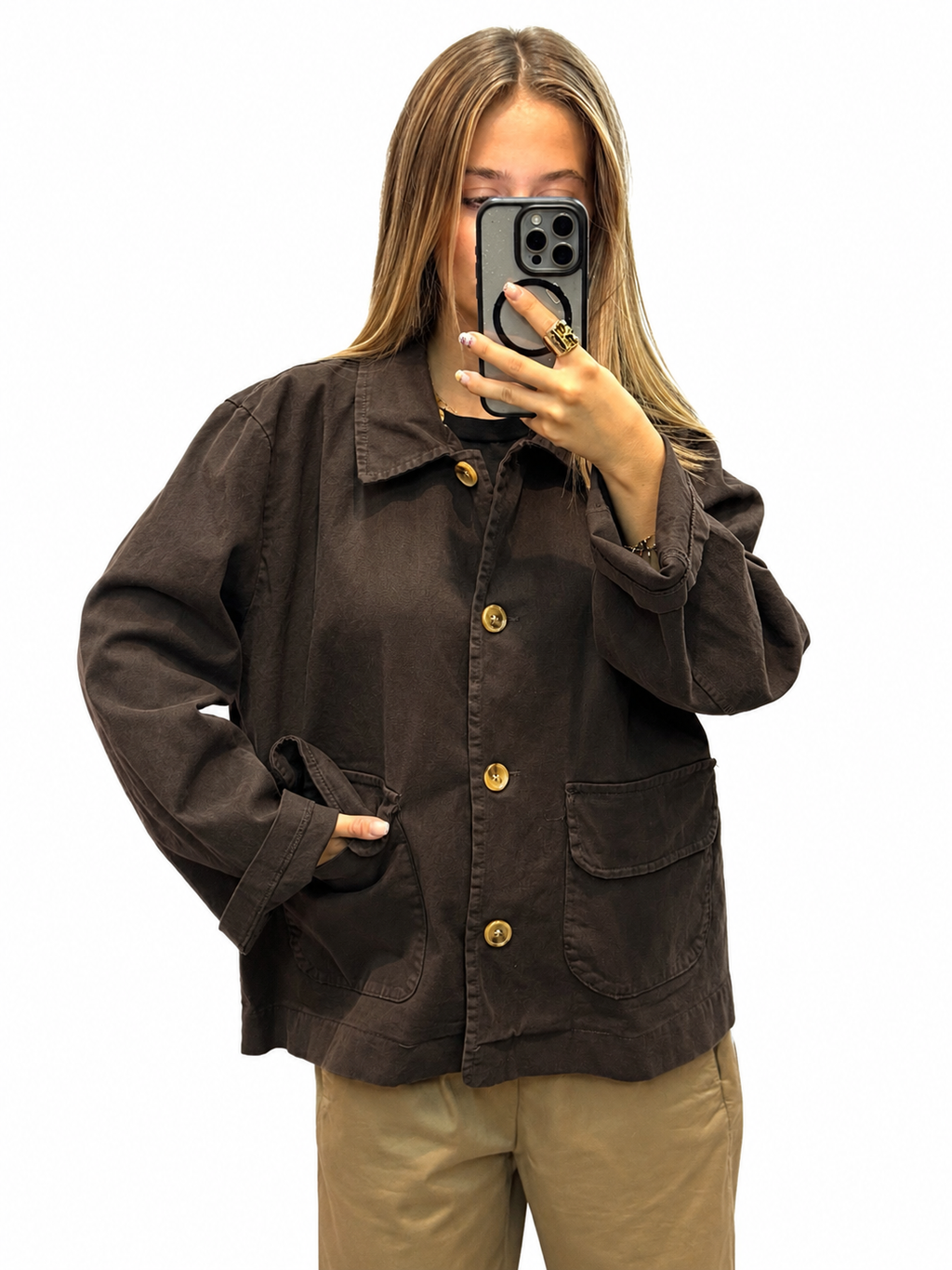 Veste saharienne oversize marron chocolat femme
