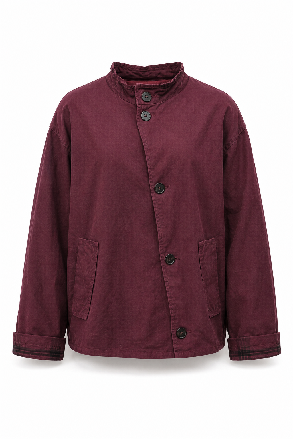 Veste oversize bordeaux à col montant femme