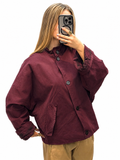 Veste oversize bordeaux à col montant femme