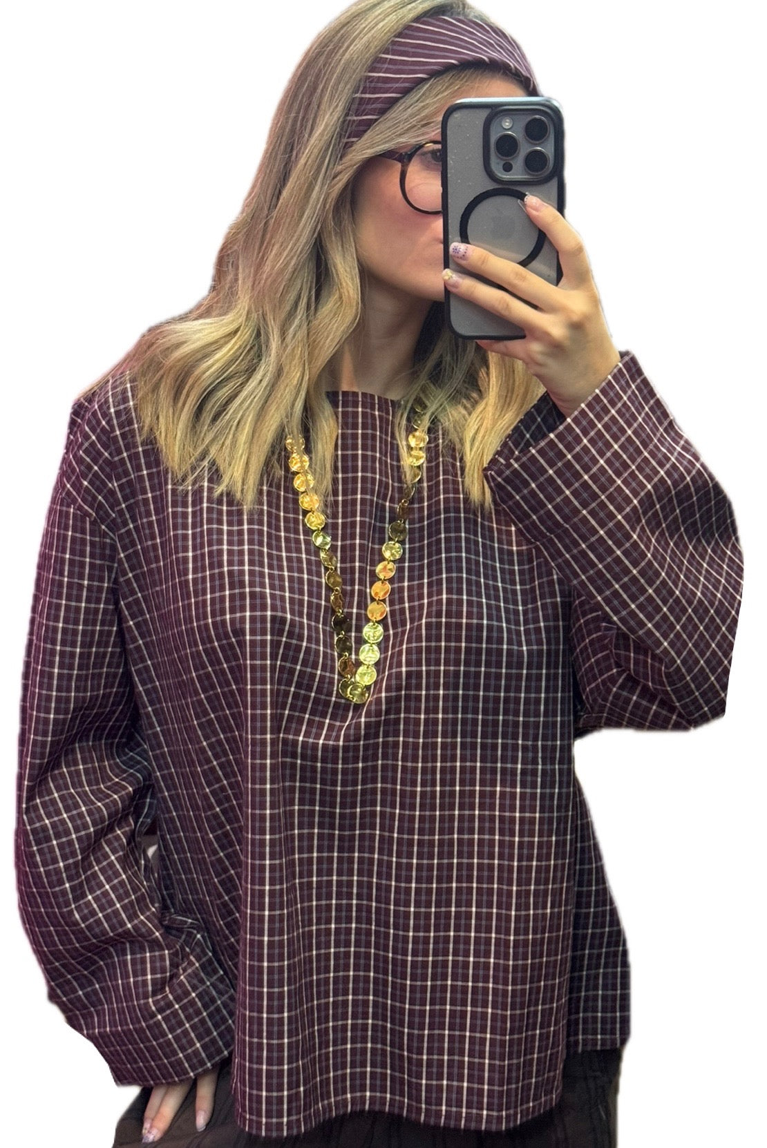 Blouse oversize femme à carreaux