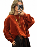 Sweat femme oversize orange rouille