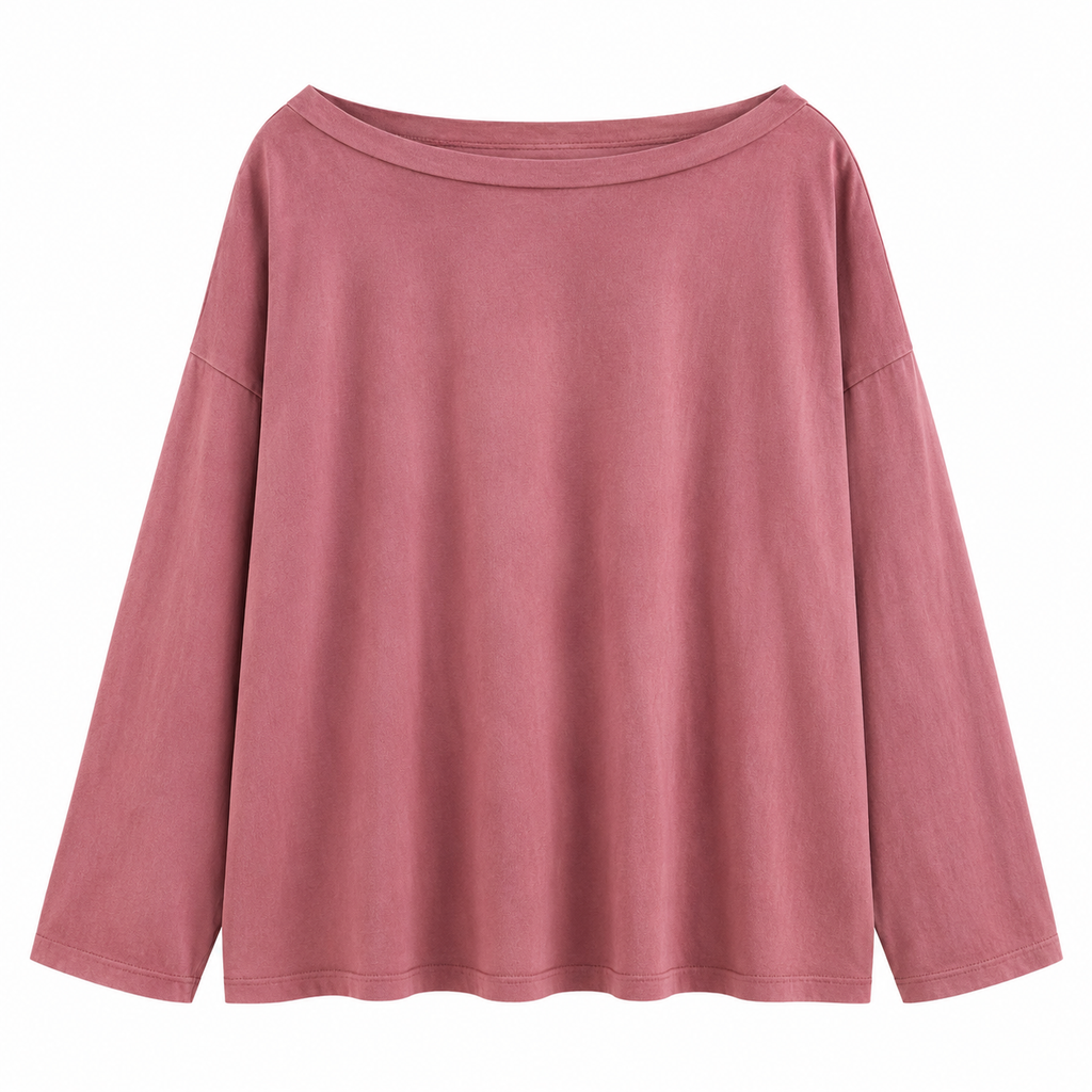 T-shirt rose femme oversize à manches longues