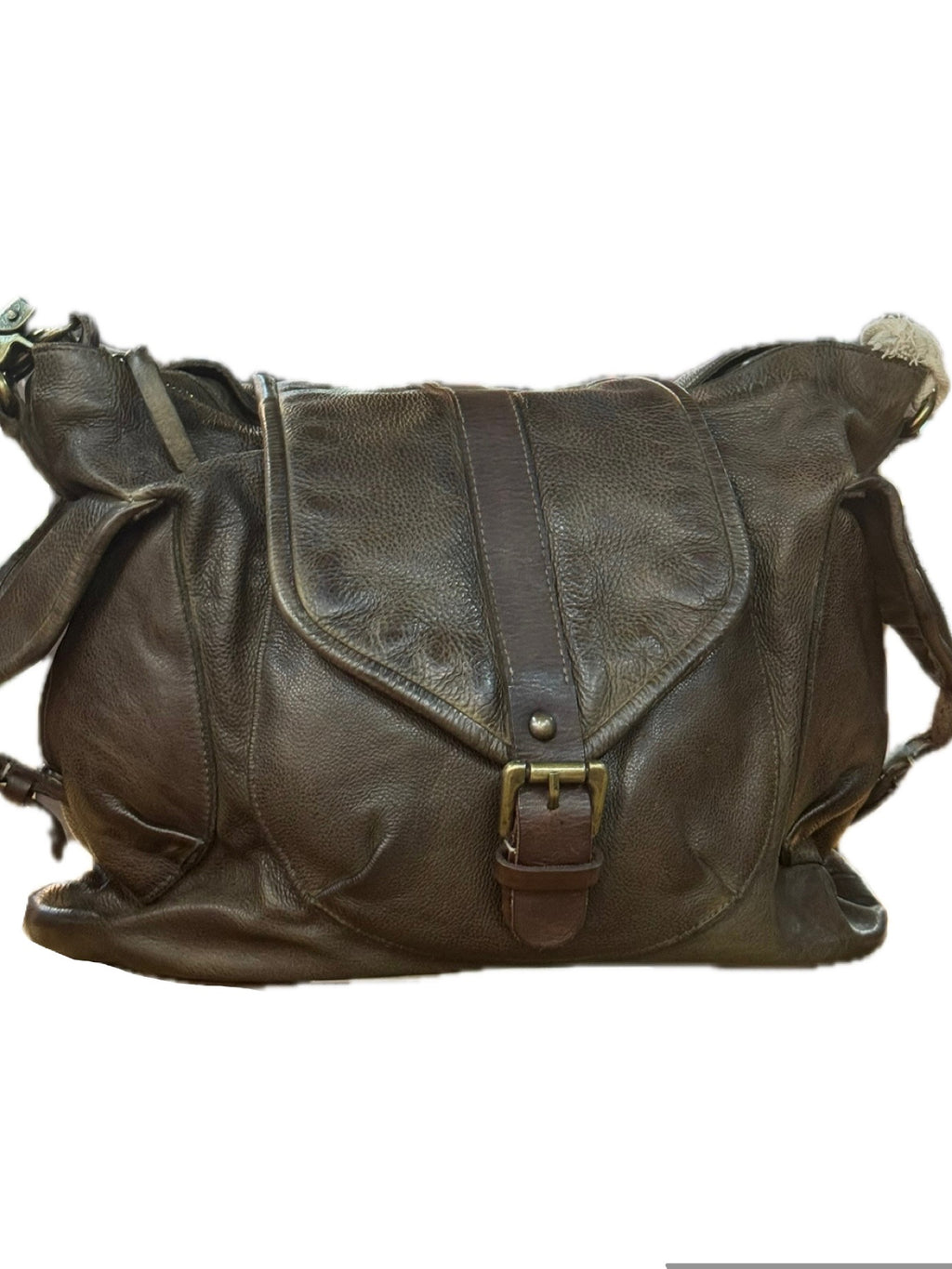 Sac bandoulière Biba marron en cuir à rabat