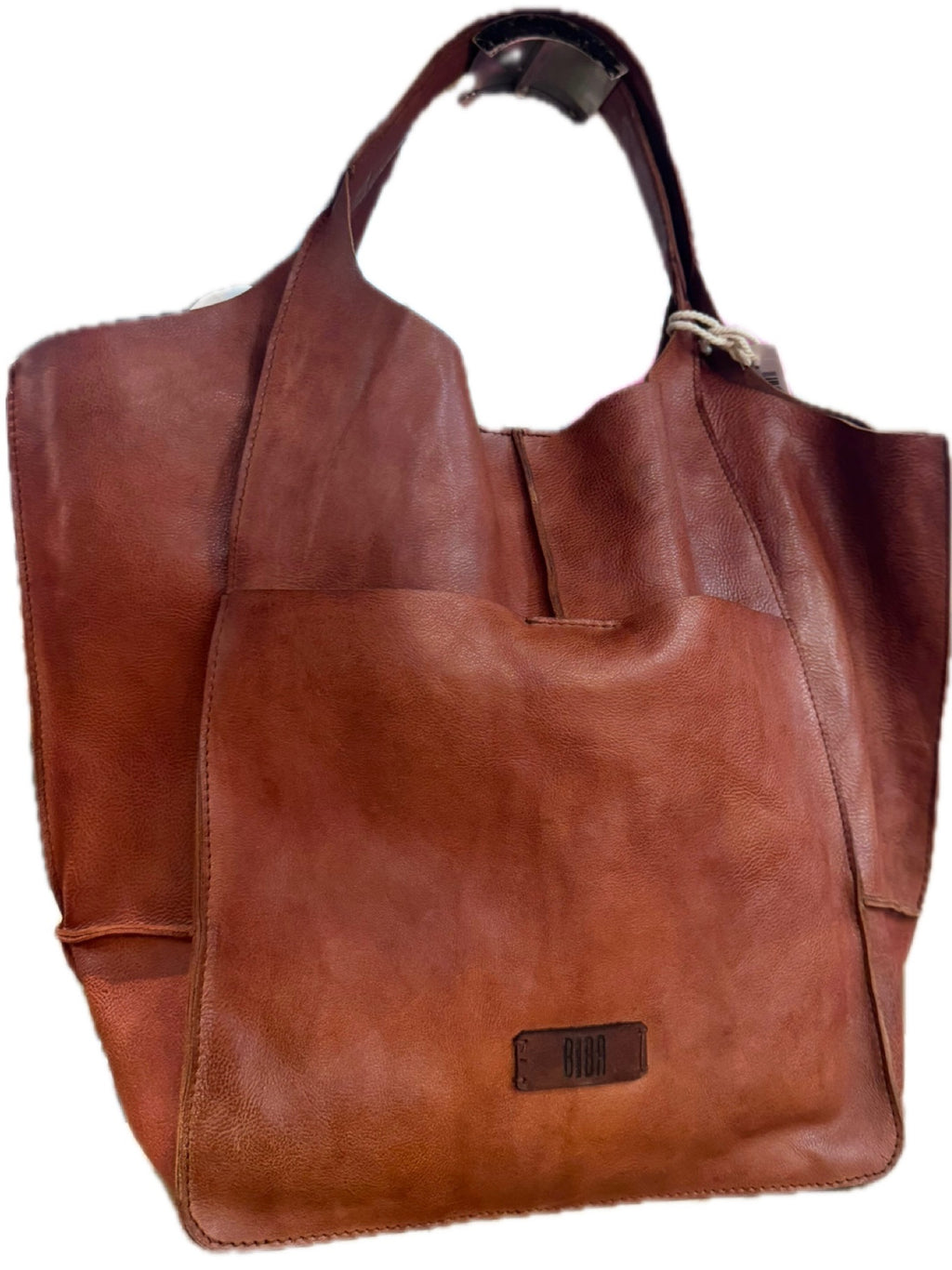 Grand sac cabas Biba camel en cuir souple