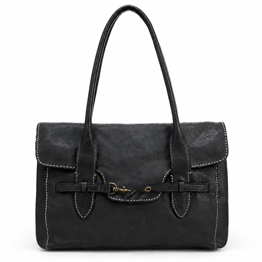 Sac cartable Biba noir en cuir