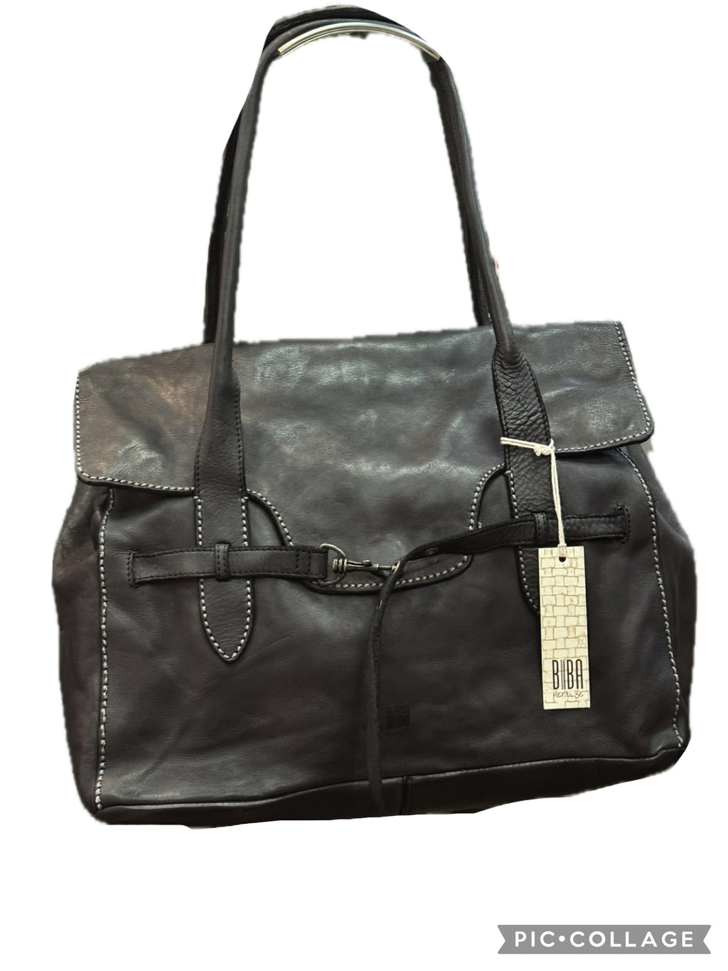Grand sac cabas BIBA en cuir noir