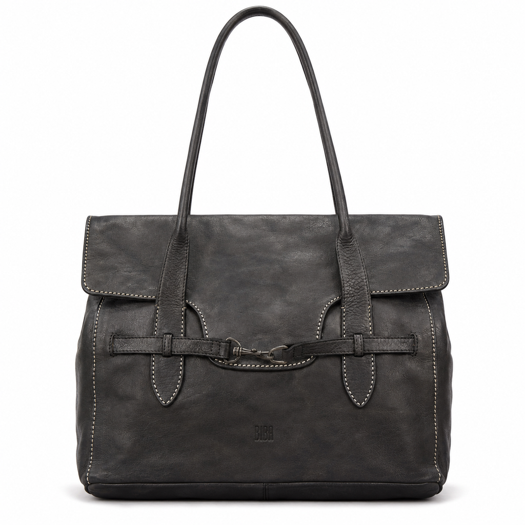 Grand sac cabas BIBA en cuir noir