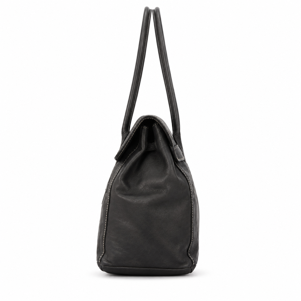 Grand sac cabas BIBA en cuir noir