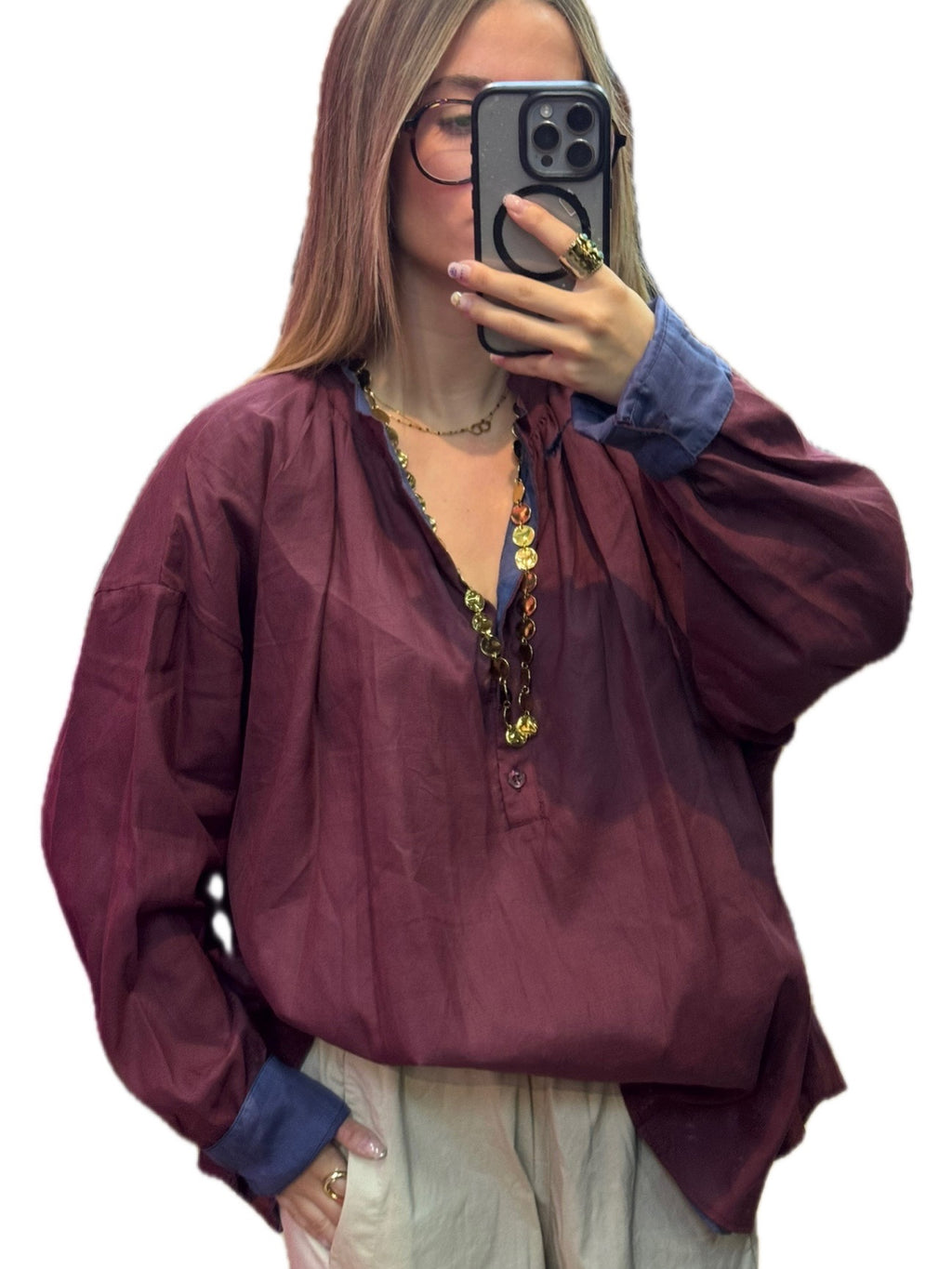 Blouse femme oversize bordeaux