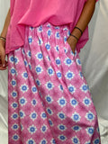 Jupe Longue Femme Imprimee Rose et Bleu