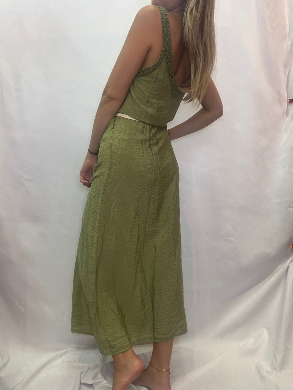 Robe Longue Femme Kaki – Coupe Fluide
