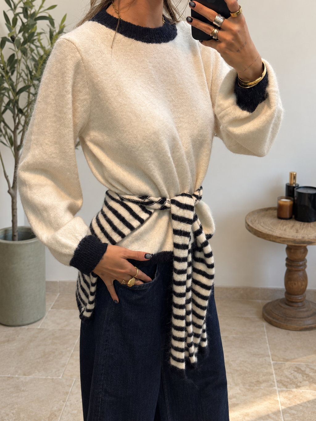 Pull Liora – Écru et marine