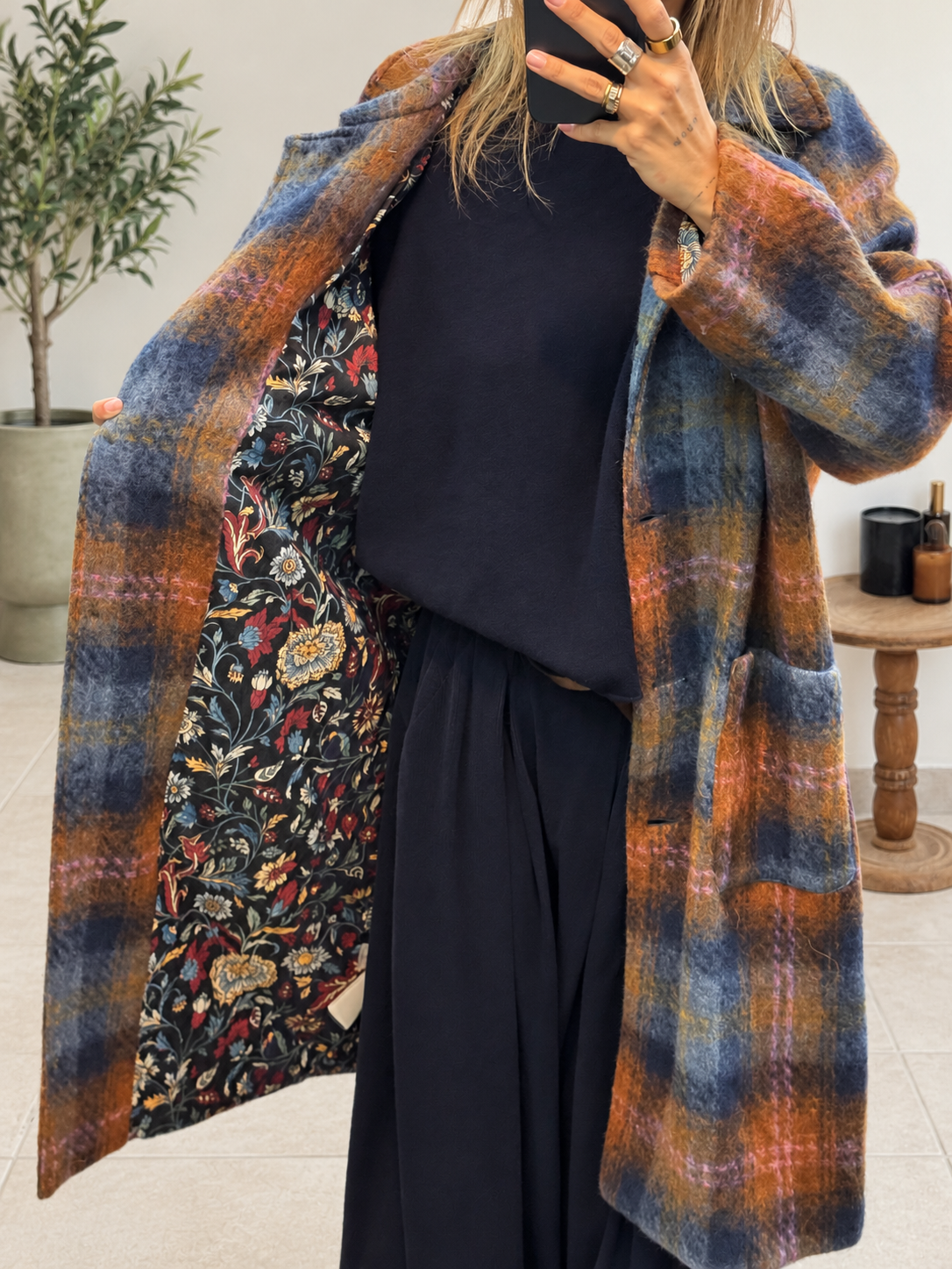 Manteau Maëline Orange et Bleu