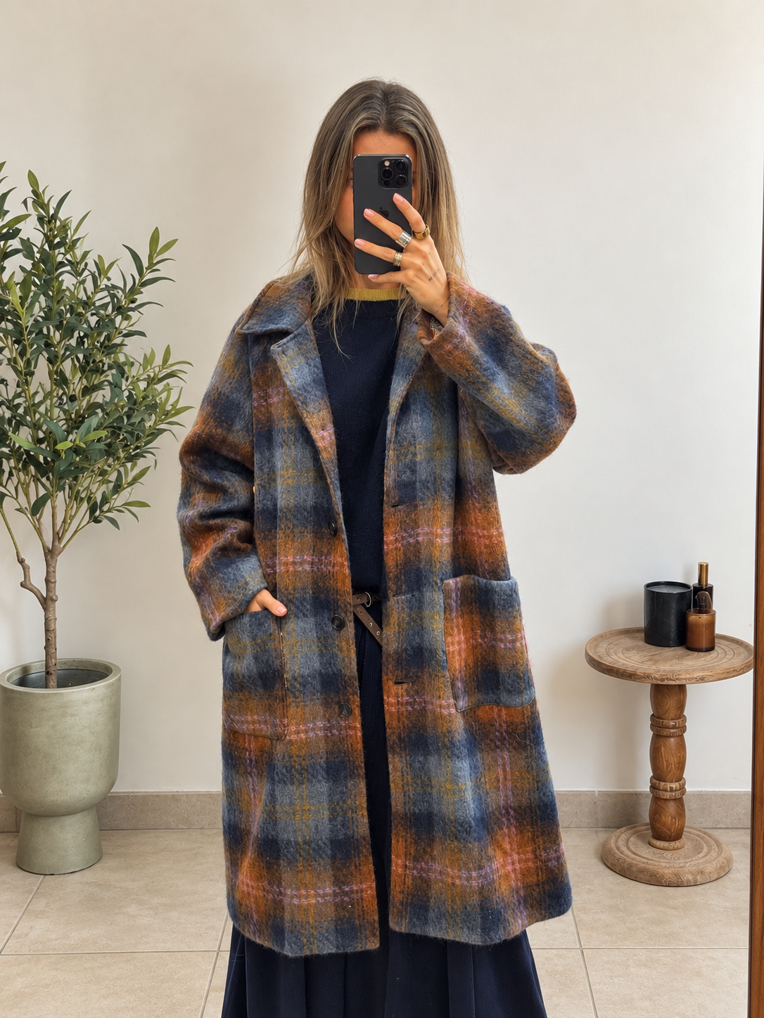 Manteau Maëline Orange et Bleu