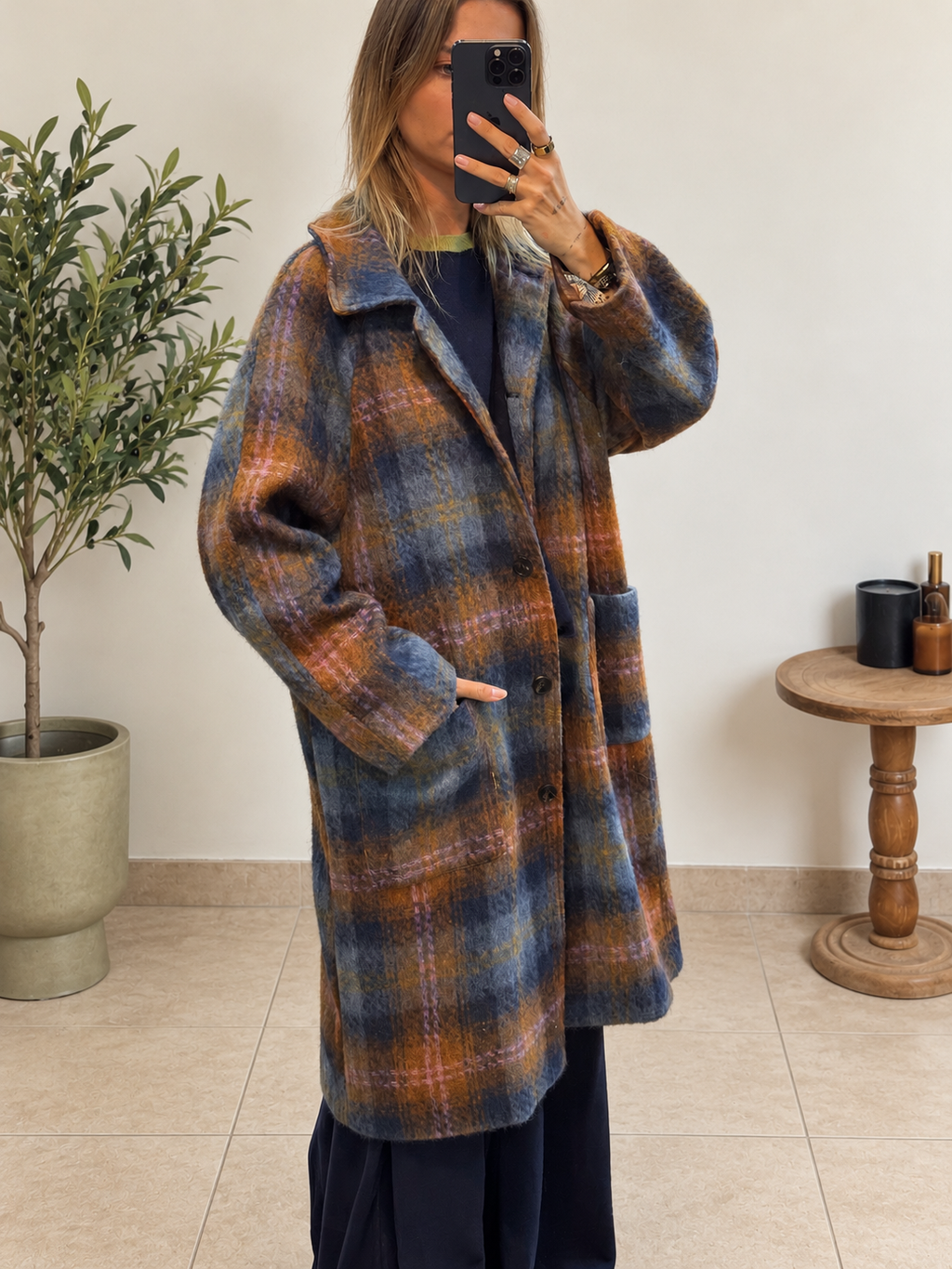 Manteau Maëline Orange et Bleu