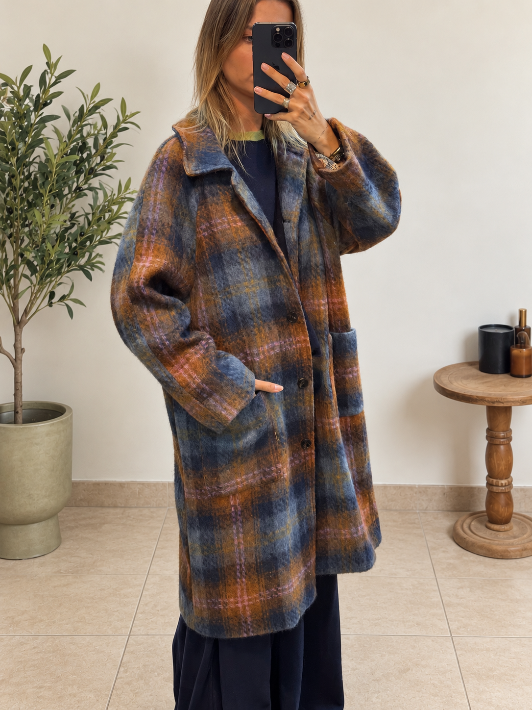 Manteau Maëline Orange et Bleu