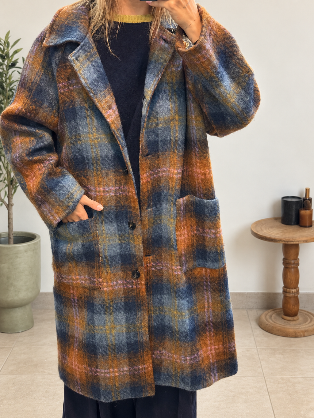 Manteau Maëline Orange et Bleu