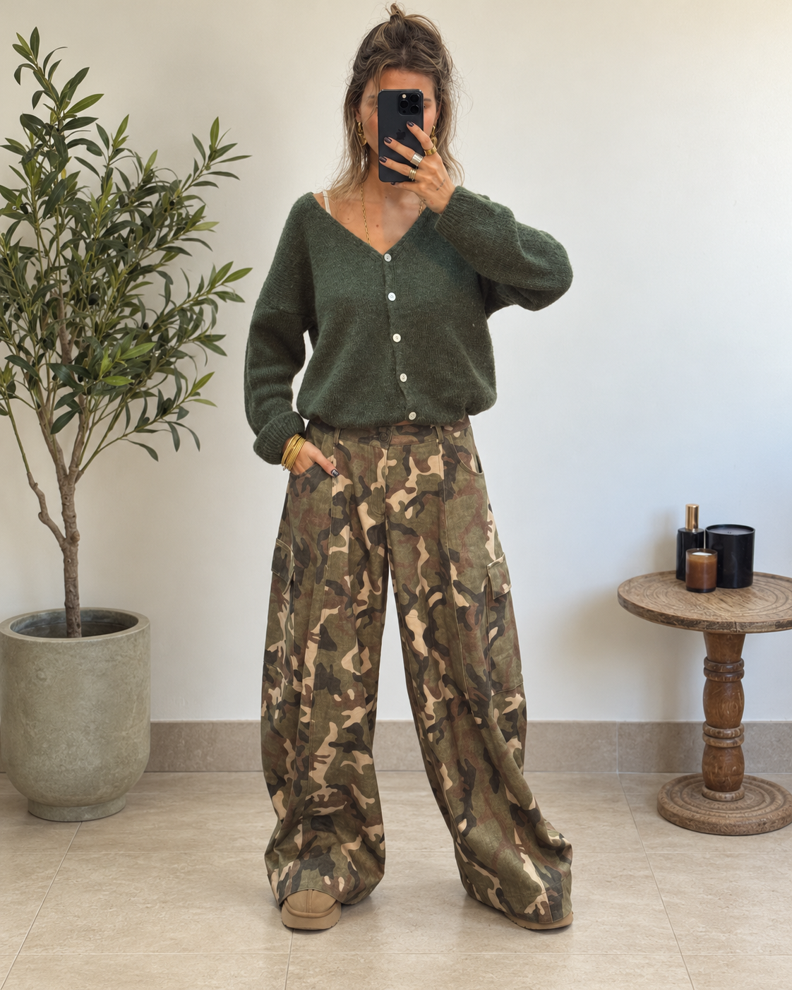 Pantalon cargo Maïa – Camouflage kaki