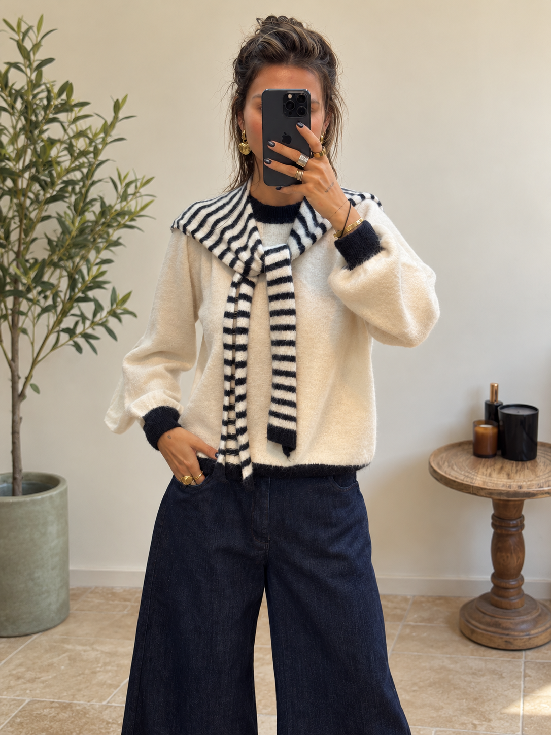 Pull Liora – Écru et marine