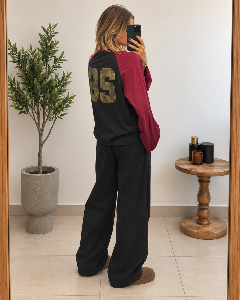 Dos du T-shirt Marlow 26 noir et bordeaux, grand numéro 26 camouflage kaki